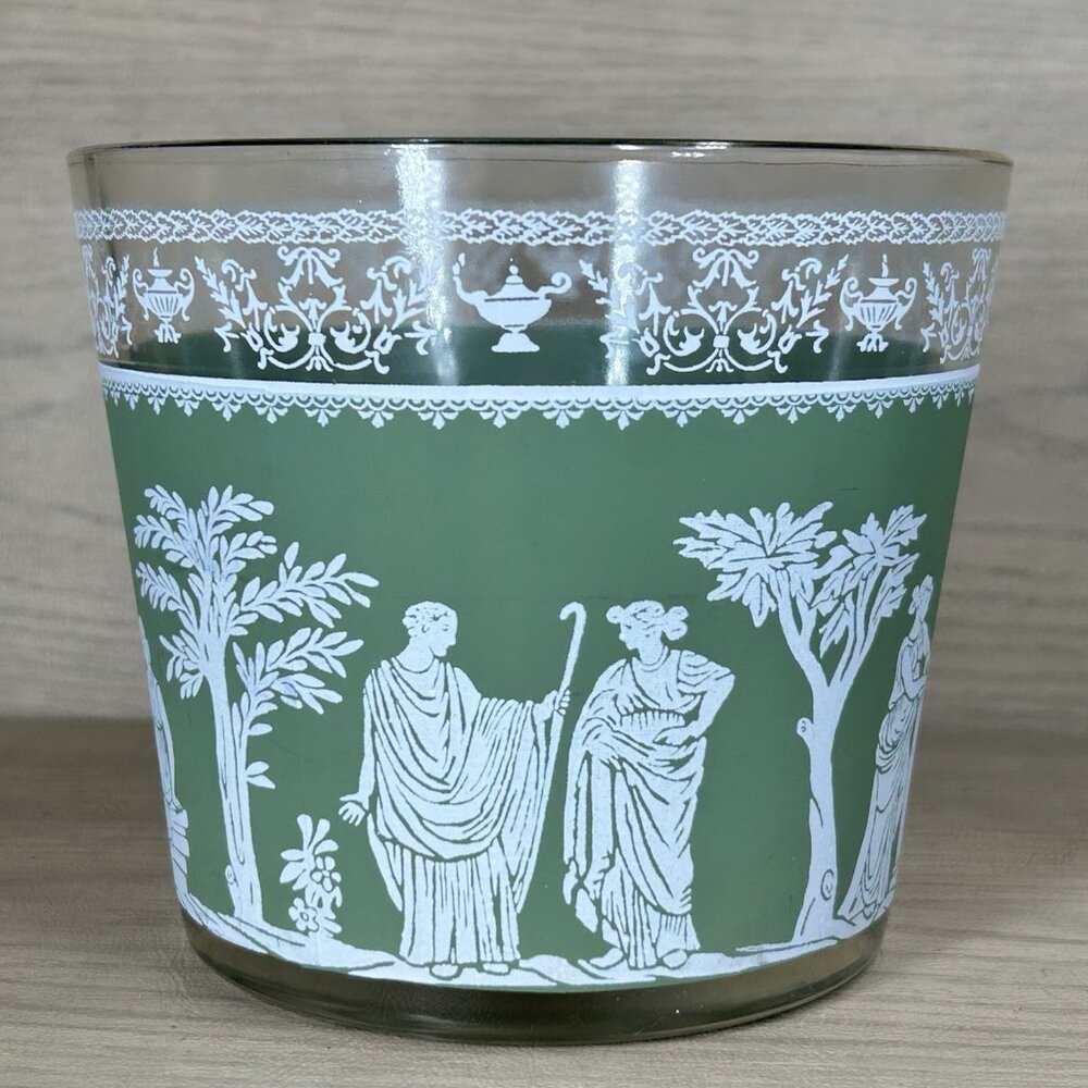 Vintage Jeanette Hellenic Green Ice Bucket Wedgwood Jasperware Style